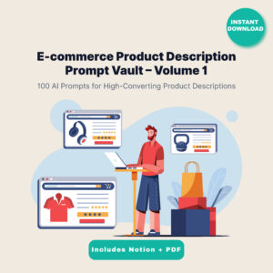 e commerce product description prompt vault | 100 ai prompts for high converting product descriptions | pdf + notion digital download
