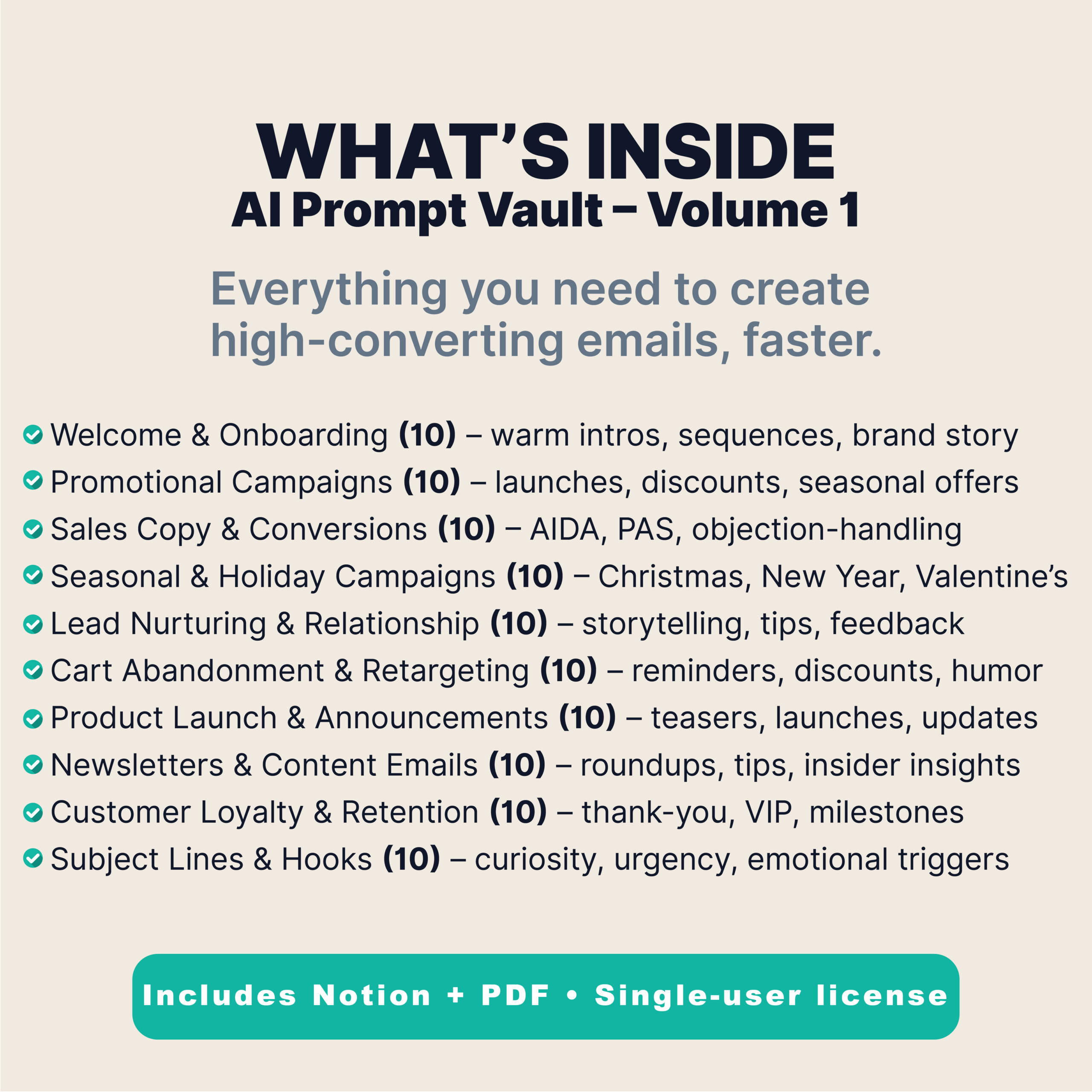 100 email marketing & sales copy prompts • prompt vault for chatgpt • notion link + pdf • digital template 100 email marketing & sales copy prompts • prompt vault for chatgpt • notion link + pdf • digital template