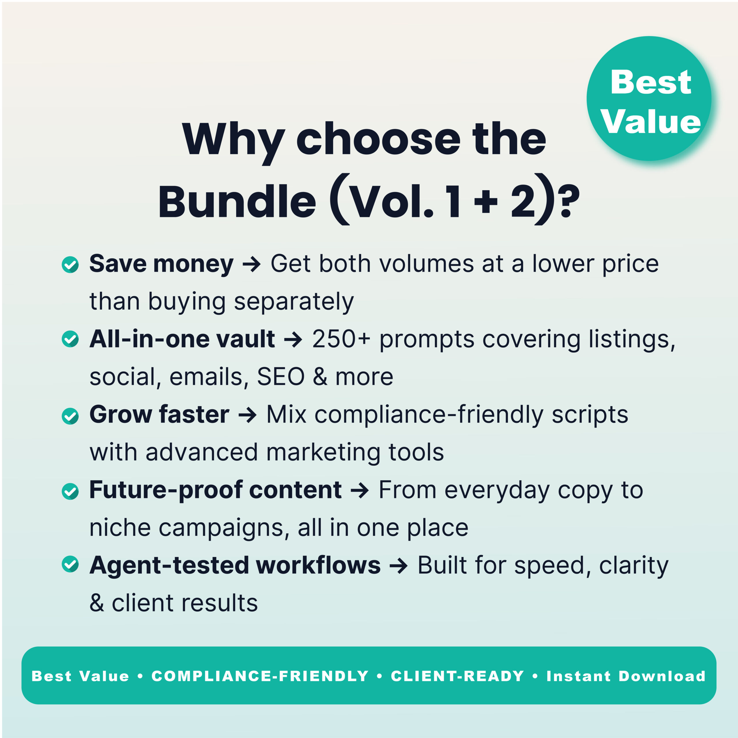 Residential Agent Prompt Vault (Bundle Vol. 1 + Vol. 2) — 250+ AI Prompts for Real Estate Agents | Social, Emails, Scripts & SEO
