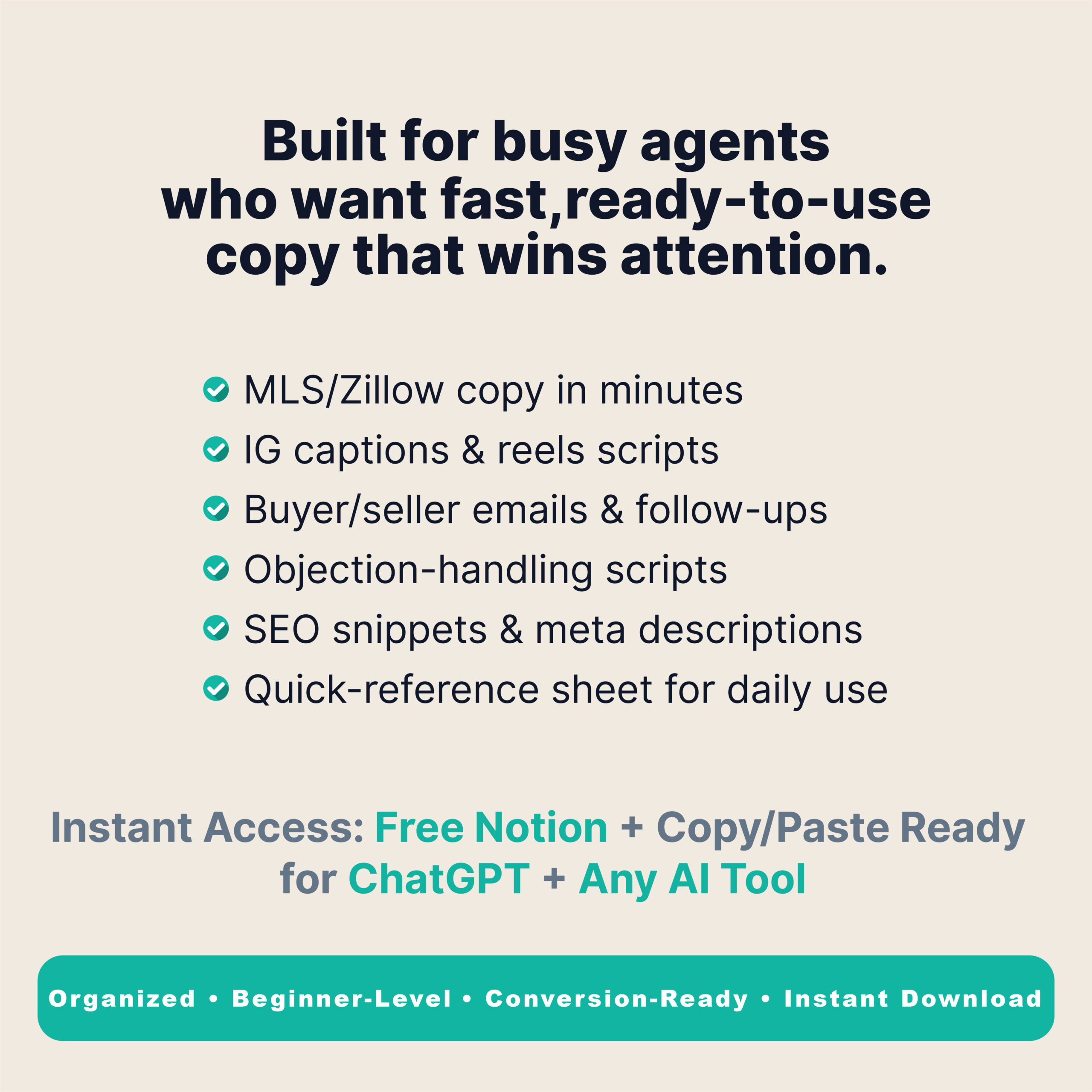 Residential Agent Prompt Vault (Vol. 1) — 100+ AI Prompts for Listings, Emails, Social Media & Scripts
